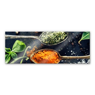 Tableau en verre acrylique - Diversité des herbes aromatiques 03 - Panorama 