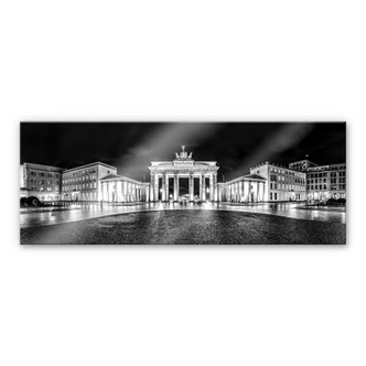 Stampa su vetro acrilico Porta di Brandeburgo - bianco/nero - Panorama 