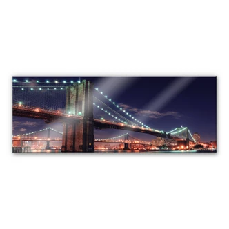 Manhattan Bridge at Night 2 - Panorama Acrylic Glass 