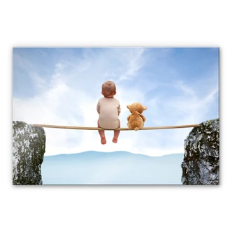 Tableau en verre acrylique - Avec Teddy à la montagne 