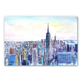 Acrylglasbild Bleichner - Manhattan Skyline - Aqua 