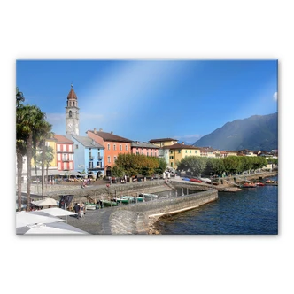 Acrylglasbild Hafenpromenade am Lago Maggiore 