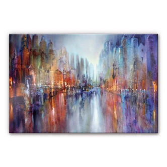 Tableau en verre acrylique Schmucker - Stadt am Fluss 