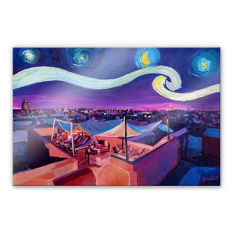 Tableau en verre acrylique Bleichner - Marrakech de nuit 