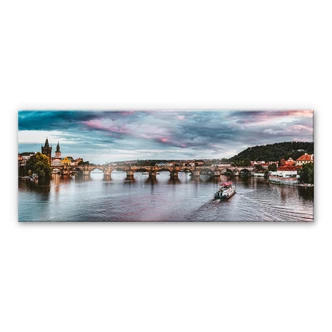 Tableau en verre acrylique Coucher de soleil à Prague 