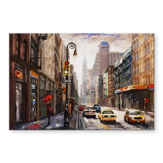 Acrylglasbild Roter Schirm in New York Aquarell 