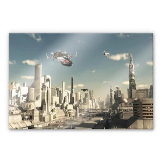 Acrylglas Sci-Fi City Landing 
