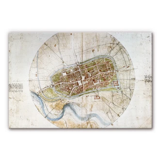 Acrylglasbild Da Vinci - Stadtplan von Imola 
