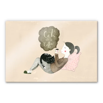 Tableau en verre acrylique Loske - Cats & Coffee 