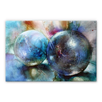 Tableau en verre acrylique Schmucker - Billes bleues 