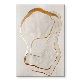 Acrylglasbild Abstrakte Line Art in Gold und Beige - Alma 