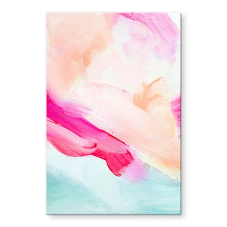 Stampa su vetro acrilico Pennellate rosa e turchese - Haniff 