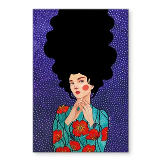 Tableau en verre acrylique Femme en robe coquelicot - Hülya 