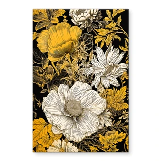 Tableau sur verre acrylique Splendeur des fleurs en ocre - Jaszke 