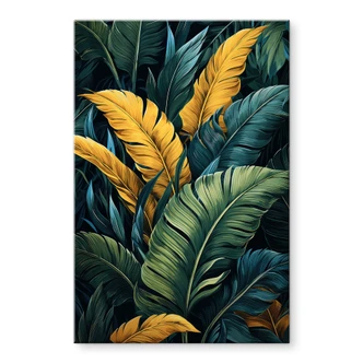 Tableau sur verre acrylique Feuilles de palmier colorées - Jaszke 