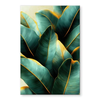 Tableau en verre acrylique Feuilles de bananier exotiques - Jaszke 