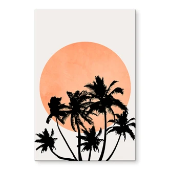 Akrylbillede Palmer foran den orange sol - Kubistika Akrylbillede Palmer foran den orange sol - Kubistika