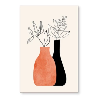 Akrylbillede Vaser i sort og orange - Kubistika Akrylbillede Vaser i sort og orange - Kubistika