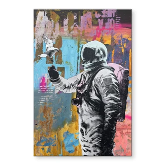 Tableau acrylique Astronaute avec colombe - Kuryliuk 