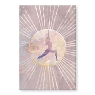 Tableau en verre acrylique Yoga salutation au soleil rose - Manovski 