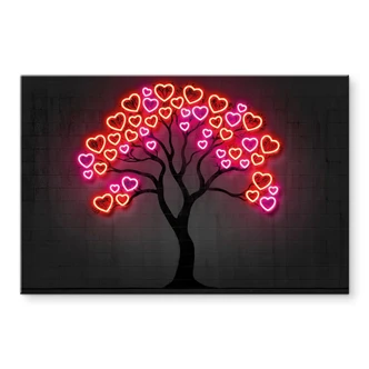 Acrylglas afbeelding Boom met rode hartjes - Mielu 