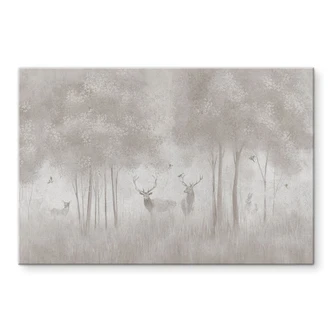 Acrylglasbild Hirsche im Nebelwald - Ms Tiff 