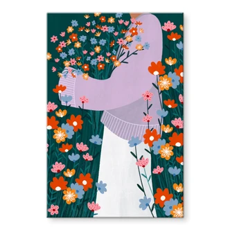 Acrylglasbild Frau im bunten Blumengarten - Müller 