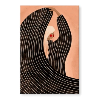 Tableau en verre acrylique Femme avec robe à rayures noires - Müller 