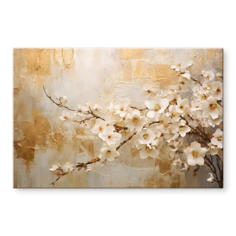 Tableau sur verre acrylique Fleurs en branches sur or vintage - Paksoylu 