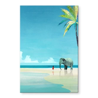 Tableau sur verre acrylique Plage des éléphants en Inde - Rivers 
