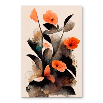 Tableau sur verre acrylique Coquelicots rouge corail - Treechild 