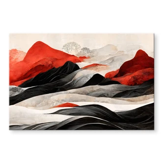 Tableau sur verre acrylique Treechild - Red Mountains in Japan 