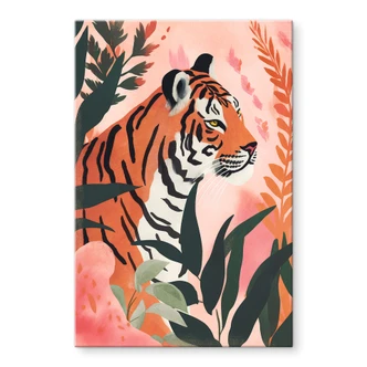 Tableau sur verre acrylique Tigre dans une jungle rose - Treechild 