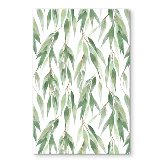 Tableau en verre acrylique Branches avec feuilles vertes - UN Designs 