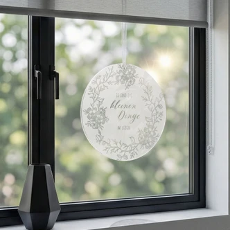 Spruch Acrylglasbild, Fensterbild zum Aufhängen Es sind die kleinen Dinge im Leben - Rund 