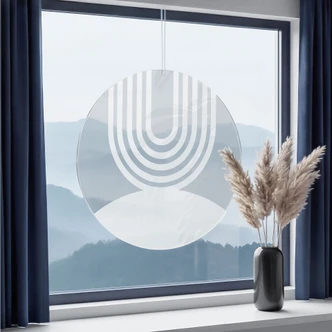 Acrylglasbild, Fensterbild zum Aufhängen Geometrischer Bogen im modernen Design - Rund 