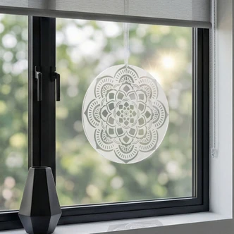 Acrylglasbild, Fensterbild zum Aufhängen Geometrisches Mandala Ornament - Rund 