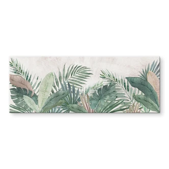 Acrylglasbild Dschungel-Blätter Grün Aquarell - Bloomery Decor - Panorama 