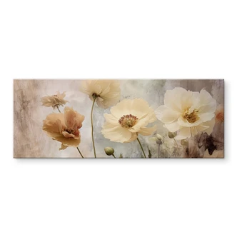 Tableau en verre acrylique Panorama - Paksoylu - Fleurs dans des tons pastels chauds 