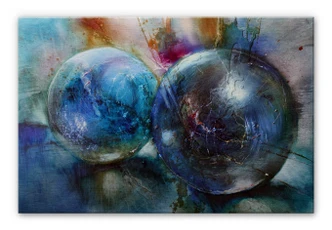 Alu-Dibond Bild Schmucker - Blaue Murmeln 