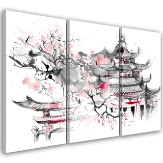 Leinwandbild 3-teilig, Japanische Landschaft 