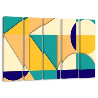 Leinwandbild 5 teilig, Geometrische Abstraktionsformen 