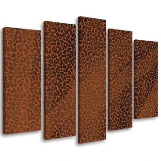 Leinwandbild 5 teilig, Leopard Leopard Pelfpatches Muster 