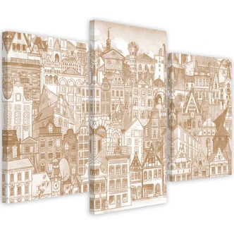 Leinwandbild 3 teilig, Fröhliche Stadt 