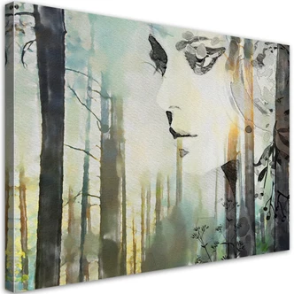 Canvas schilderij, vrouw abstract gezicht 