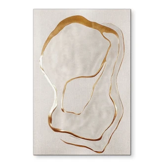 Wall Art Abstract Line Art in Gold and Beige - Alu-Dibond - Alma 
