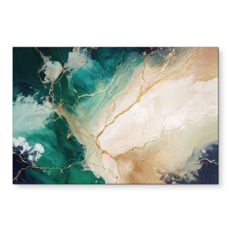 Wanddecoratie Elegantie van de oceaan - Gouden stromingen - Alpenglow Workshop - Aluminium Dibond 