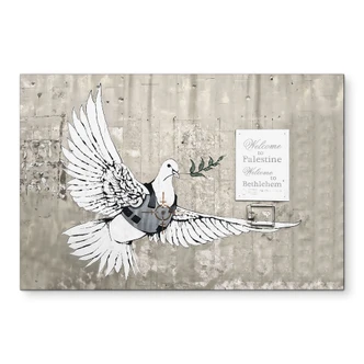 Wandbild Banksy - Die Friedenstaube - Alu-Dibond 