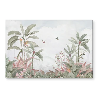 Wandbild Tropische Idylle mit Kolibri Blau - Bloomery Decor - Alu-Dibond Wandbild Tropische Idylle mit Kolibri Blau - Bloomery Decor - Alu-Dibond