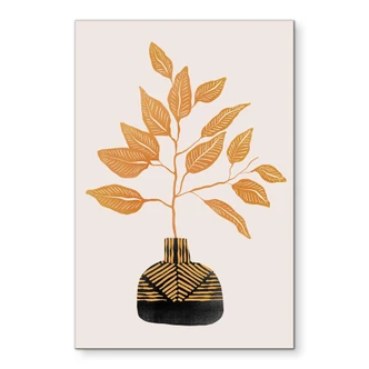 Wanddecoratie Gouden tak met bladeren - Cats & Dotz - Alu-Dibond 